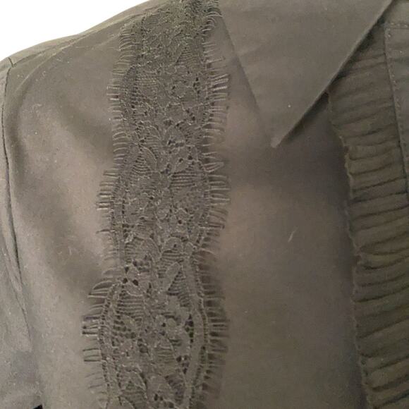 Laundry by Shelli Segal Women’s Size 4 Black Lace Long Sleeve Hidden Button Top - Picture 5 of 16